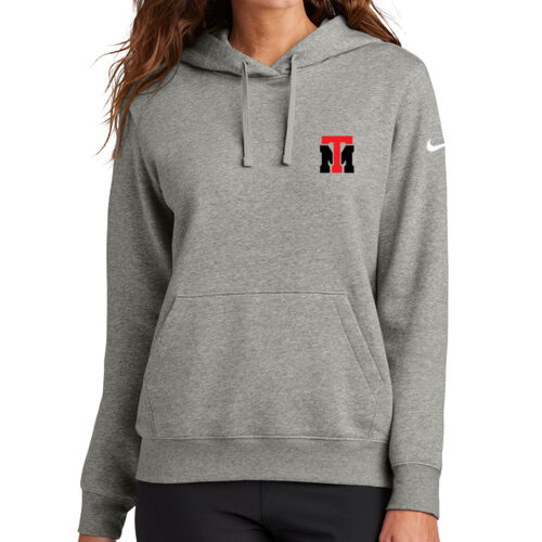 Madison Park - Ladies Club Fleece Sleeve Swoosh Pullover Hoodie Thumbnail